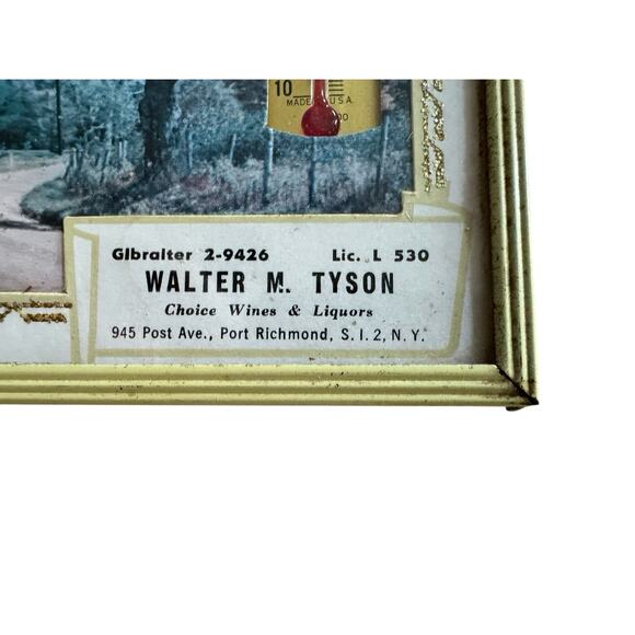 1940s 50s Vintage Advertising Thermometer Wine Liquors Port Richmond NY 4x5 - Picture 2 of 12